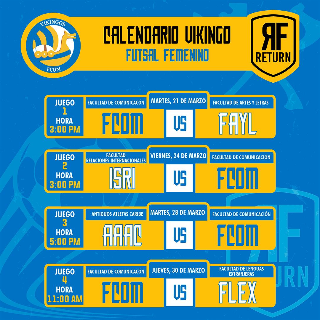FutbolFcom's tweet photo. Mañana comienzan los Pre-Caribe con el #futsal femenino ⚽🏃‍♀️. 

💙Nuestras vikingas se enfrentarán ante sus similares de #FAyL.

🗣️ Inicio de uno de los ciclos más esperados de la etapa universitaria. Lleva el azul y vamos a apoyar y gritar por las nuestras. https://t.co/4JvRRBZ6Ne