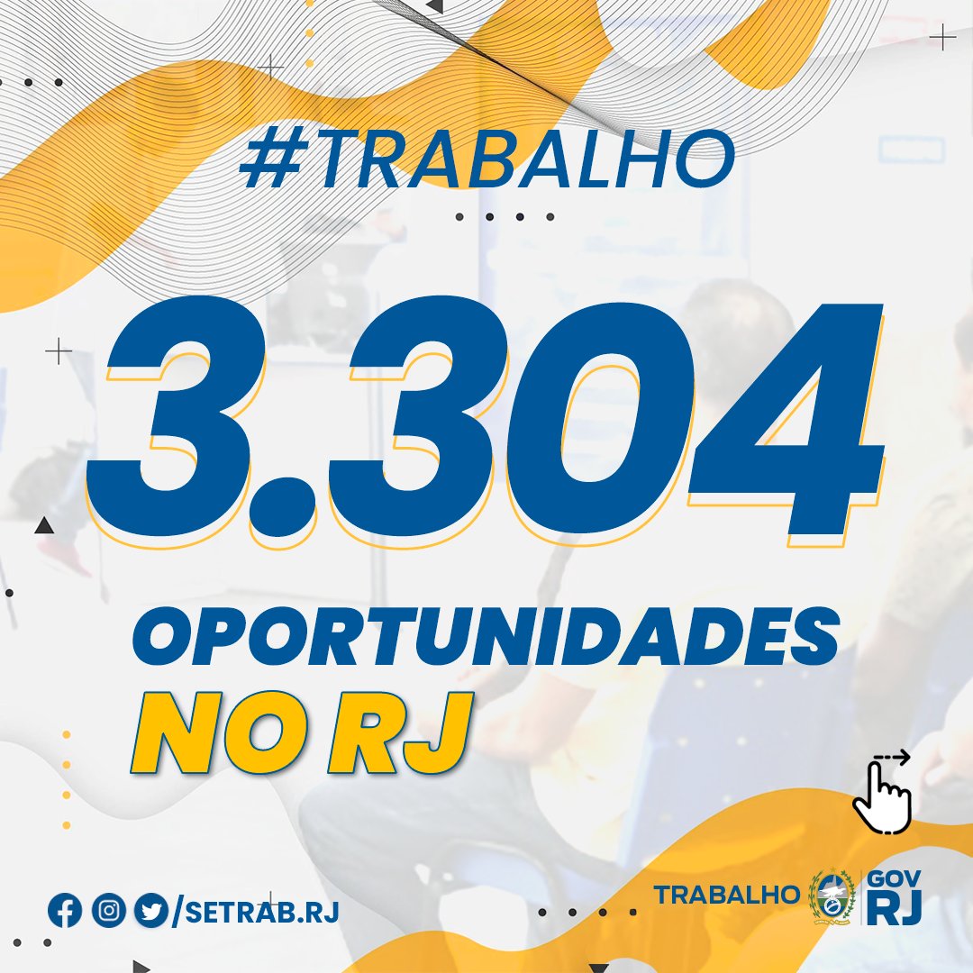 Setrab_RJ's tweet photo. Está buscando emprego? 📢
Essa é mais uma semana de muitas oportunidades para a população fluminense. A #Setrab divulga 3.304 vagas, que estão sendo disponibilizadas para o cidadão através do Sine e aplicativo #MaisTrabalhoRJ!
#SetrabRJ #Trabalho #RJ #GovRJ #Oportunidade #Vagas https://t.co/shxPzIg6Uq