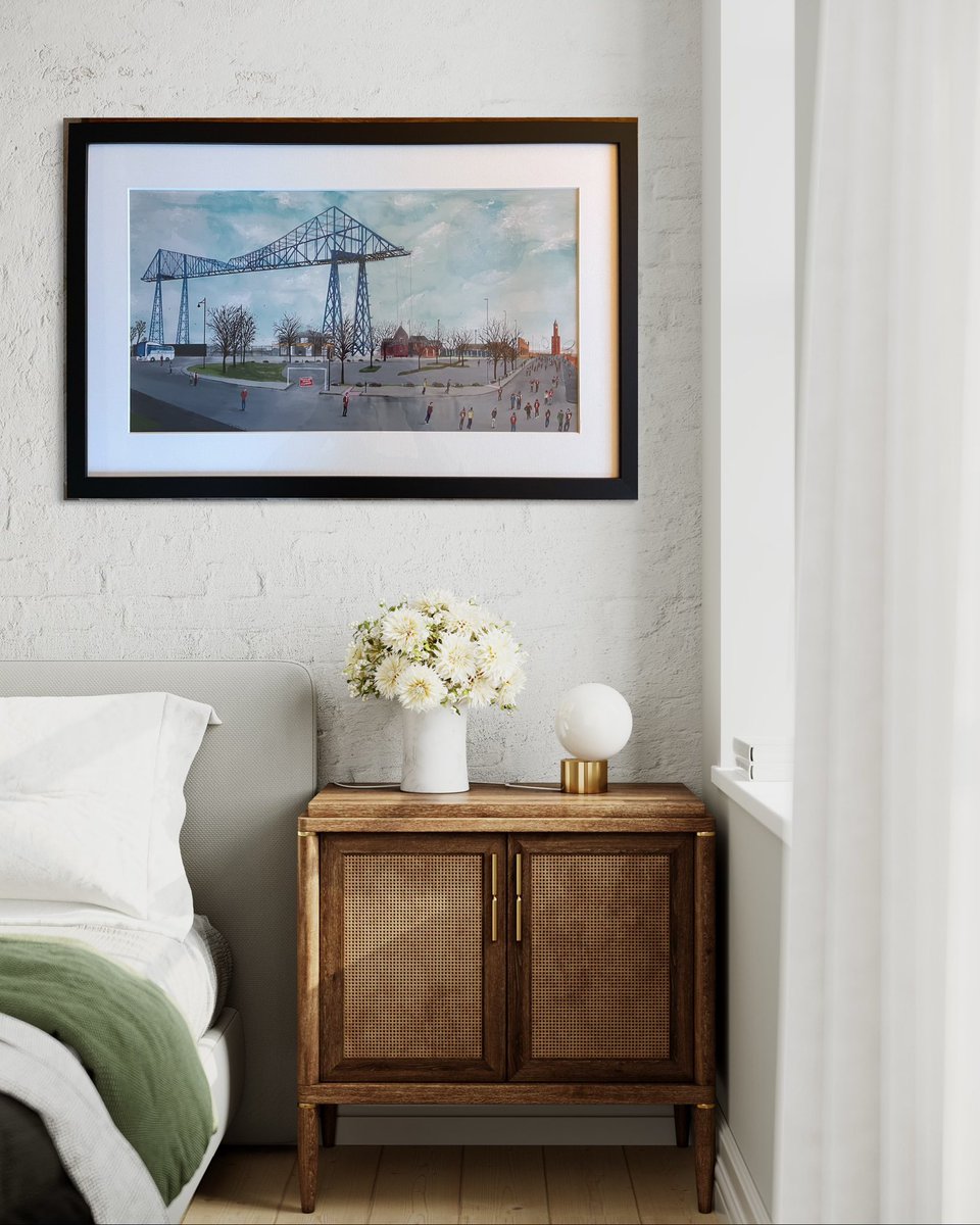 CraigHatton16's tweet photo. I have framed prints of my transporter bridge painting available if anyone is interested! Picture including frame measures 75x45 cm (29.5 x 17.5 inches). Please inbox me if interested. Thank you! #art #teestransporter #middlesbrough #fineart #artist #teesside @Boro @BBCTeesSport https://t.co/kIYkc7AOa2