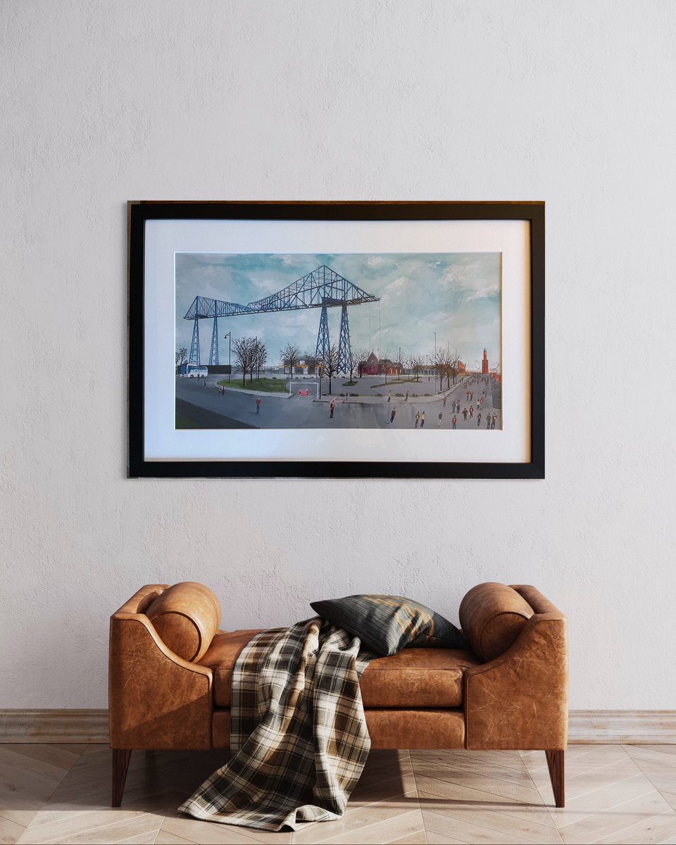 CraigHatton16's tweet photo. I have framed prints of my transporter bridge painting available if anyone is interested! Picture including frame measures 75x45 cm (29.5 x 17.5 inches). Please inbox me if interested. Thank you! #art #teestransporter #middlesbrough #fineart #artist #teesside @Boro @BBCTeesSport https://t.co/kIYkc7AOa2