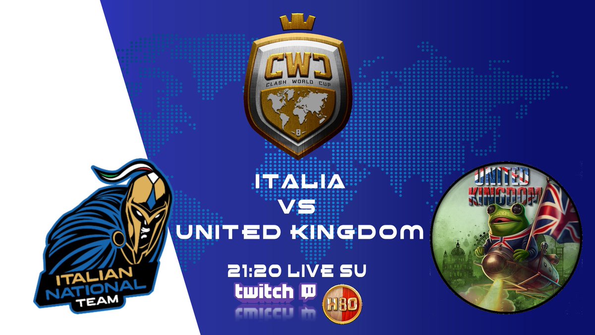 <a href="/ClashWorldCup/">Clash World Cup</a> 

Si inizia l’avventura vera! Dopo 2 vittorie e 1 sconfitta nel Group Round ripartiamo dagli Ottavi di Finale!

ITALIA🇮🇹 vs <a href="/uk_cwc/">CWC-UK</a>🇬🇧

Sfida ricca di insidie.. ma saremo tutti uniti per passare il turno! 
Dove tifare?! Scegliete voi!🥰
🔽🔽🔽🔽🔽🔽🔽🔽🔽🔽