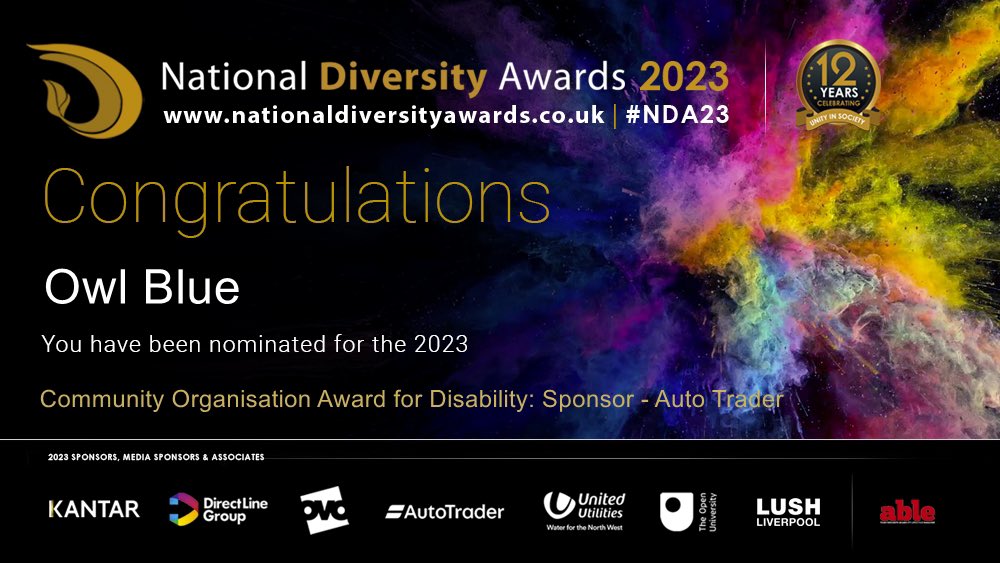 We are delighted at Owl Blue to be once again nominated for The National Diversity Awards, reaching last years final was a huge achievement for ourselves and we are humbled to be nominated again.

nationaldiversityawards.co.uk/awards-2023/no…