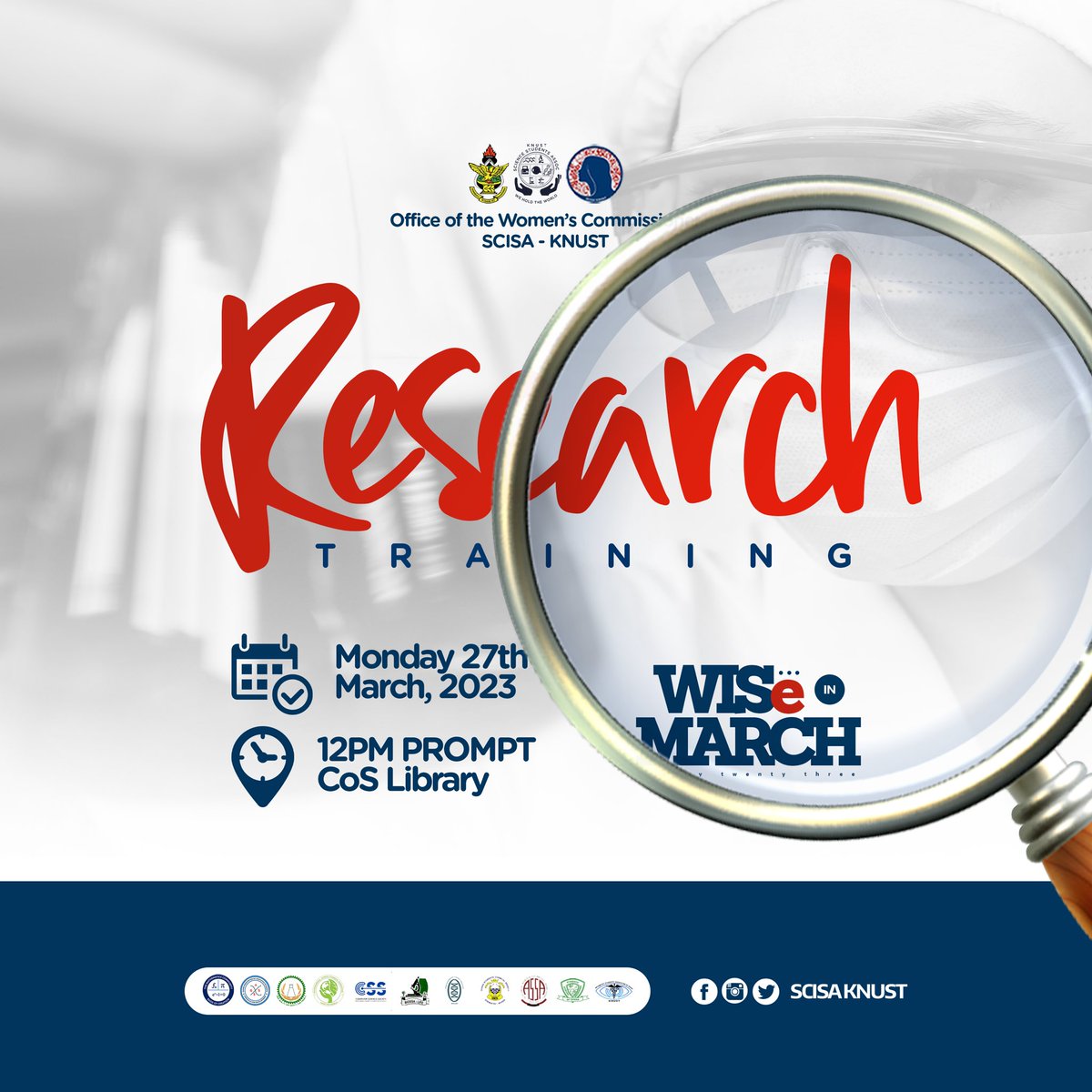 WiseKNUST's tweet photo. On Monday 27th March 2023,the office of the SCISA Women’s commissioner brings to you a Research Training.Kindly Fill the form below to take part:

https://t.co/Vkwm5sDGyg
 
You don’t have to miss this🔥🤩.

#WiseInMarch
#TheFutureIsUs https://t.co/MnhNA0YVOz