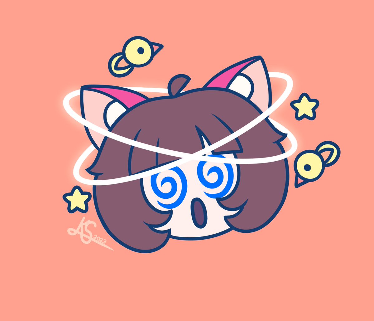 _katstellar's tweet image. When she's dizzy, she sees stars and birds 💫