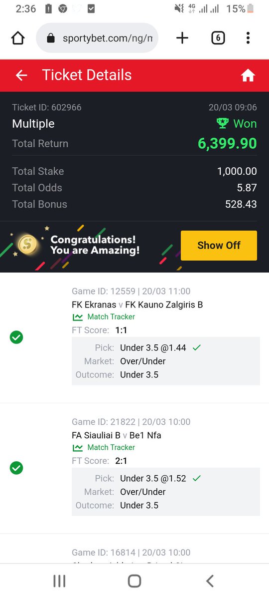 CfSoloking's tweet photo. @bossolamilekan1 Winning ticket for today thanks Boss https://t.co/76kJL5GCrz