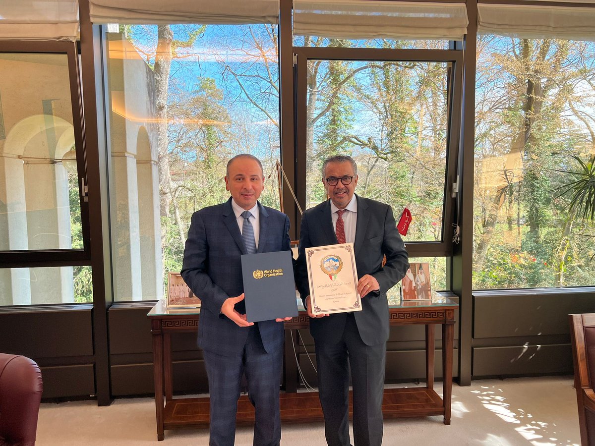 Thanks <a href="/KuwaitMissionUN/">Kuwait Mission to the UN 🇰🇼</a> Ambassador Naser Abdullah AlHayen for 🇰🇼’s contribution of $15 million for <a href="/WHO/">World Health Organization (WHO)</a>’s response to the 🇸🇾 &amp; 🇹🇷 earthquakes. We also discussed broader humanitarian needs in <a href="/WHOEMRO/">WHO Regional Office for the Eastern Mediterranean</a> region. We’re grateful for 🇰🇼’s help to deliver care to people living in crises.