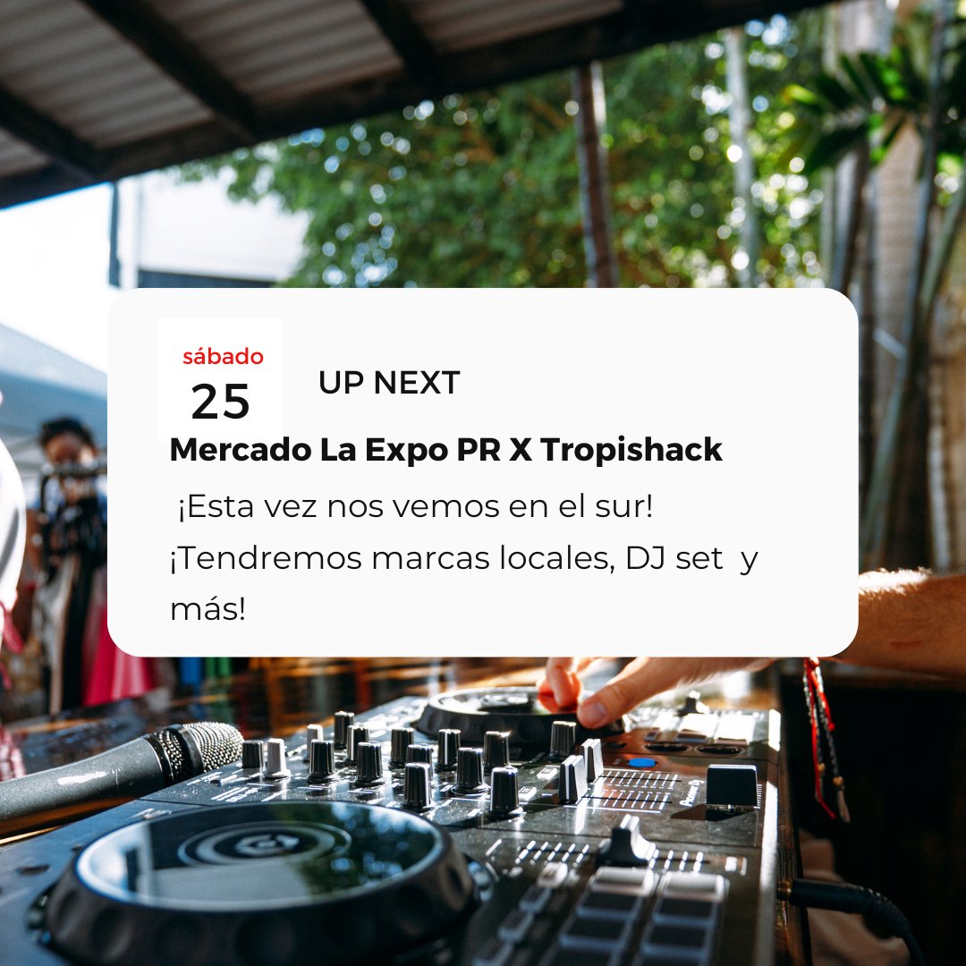 ¡Se acabó la espera este 25 de marzo nos vemos en el sur en Tropishack! Un evento bien tropical🌺🏄‍♀️. Tendremos marcas locales, DJ set en vivo por @AurelioAdasmePR  y Erisu beats para despedir el sunset🌅. No se lo pueden perder.  ¡Pendientes a nuestras redes para más detalles!