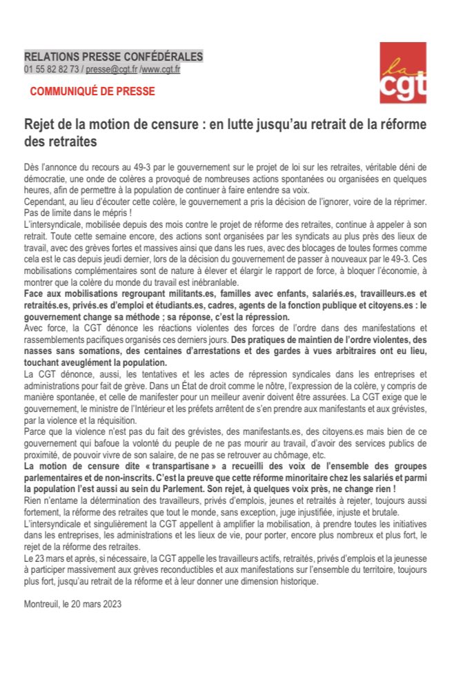 L’objectif reste le même : retrait de la réforme des retraites