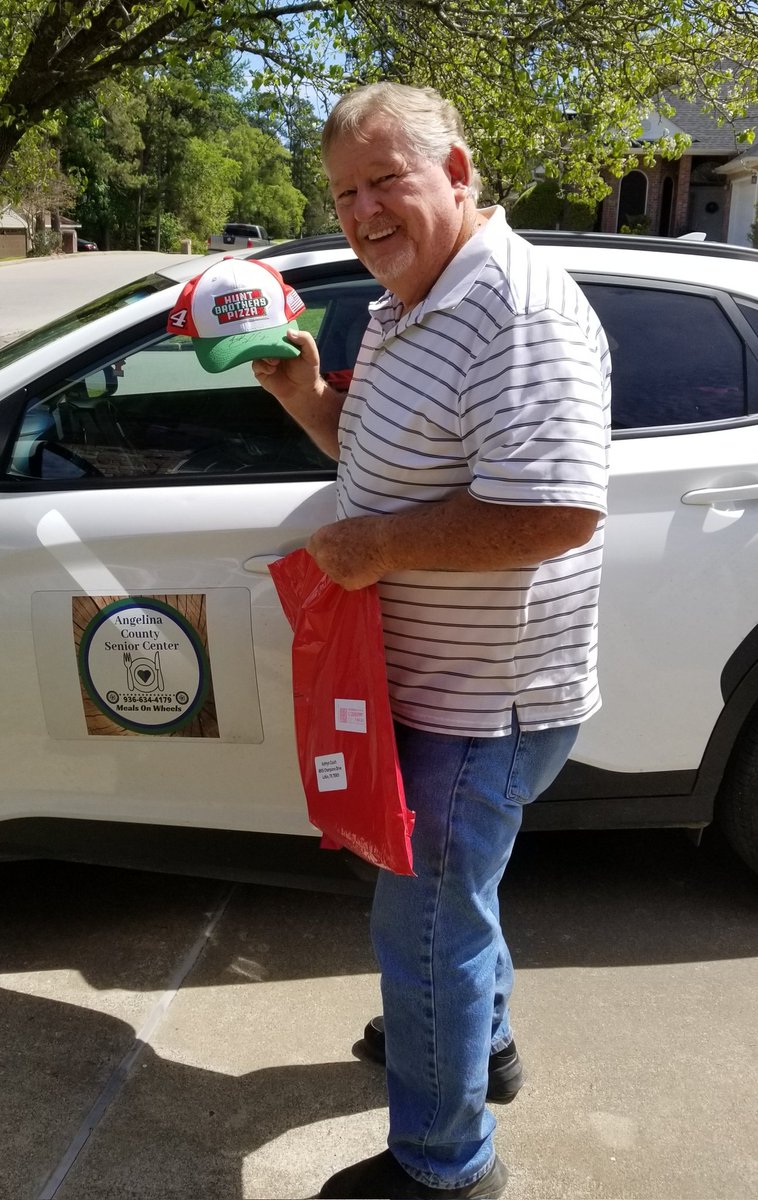 LAMeducatorTX's tweet photo. So we gave Leon the @KevinHarvick @hbpizza gift pack with all the #KevinHarvick goodies & that smile when he saw the signed official cap was priceless!
Thank you @hbpizza!
#KevinHarvick
#KHFan
#NASCAR75
#MealsOnWheels
#LufkinTX https://t.co/lB5Hm3B8NG