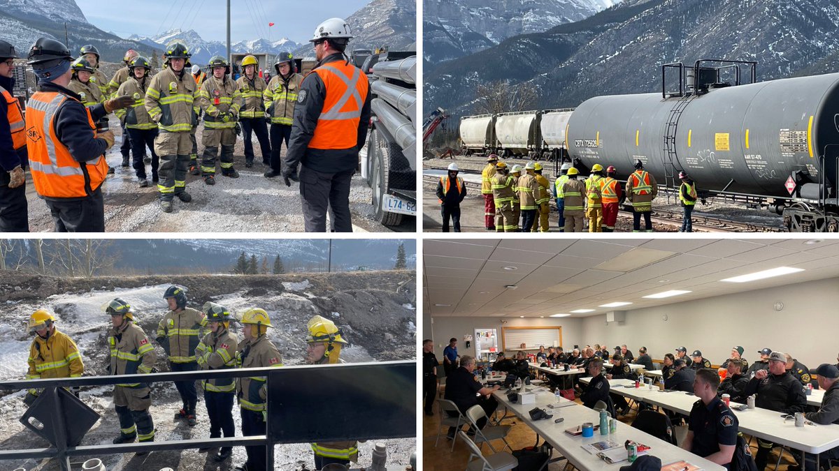 RailCanada's tweet photo. Great #railsafety learnings in MD of Bighorn (Exshaw) AB on Saturday as part of #TRANSCAER training. #RailSafety is a daily preoccupation for Canadian railroaders. Since 2010, over 99.99 percent of dangerous goods carloads moved by train reach their destination without a release. https://t.co/Ihte0cIOg4