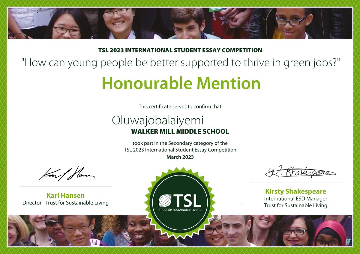 WalkerMillMS's tweet photo. One of our 6th Graders won Honourable Mention in an international writing contest. He wrote about the importance of sustainable energy sources. @WMMSTAG @PGCPSTAG #TrustForSustainableLiving #WritingContest #6thGrade #pgpcs #pgcpsproud #pantherpride #blueandgold #wmms https://t.co/yjEwuw65EJ