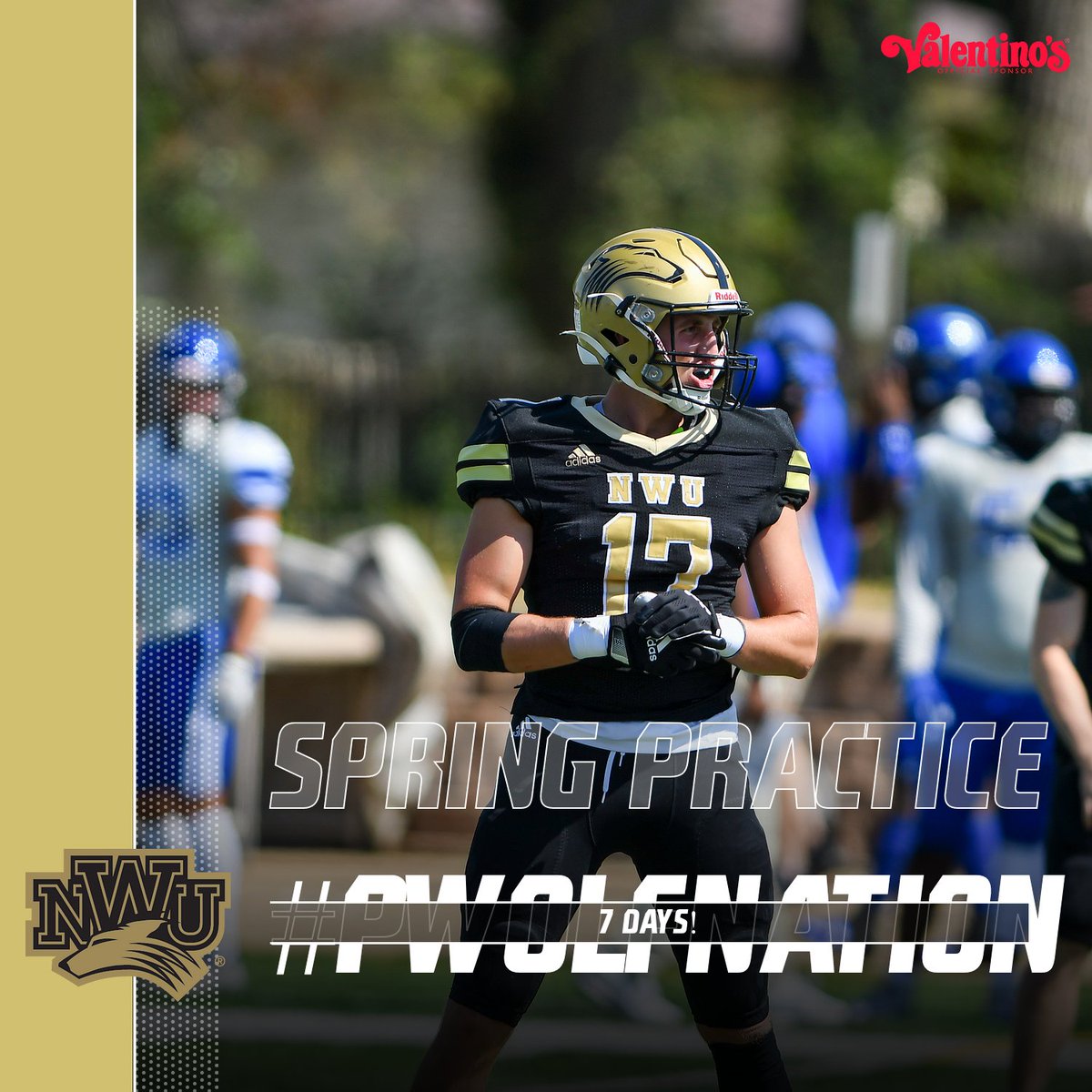 NWUFootball's tweet photo. The countdown continues! 🗓️
7 days until we start spring practice! A ton of hard work that our guys have put in, will translate to the field! 🐺 https://t.co/jTxqFxVcAe