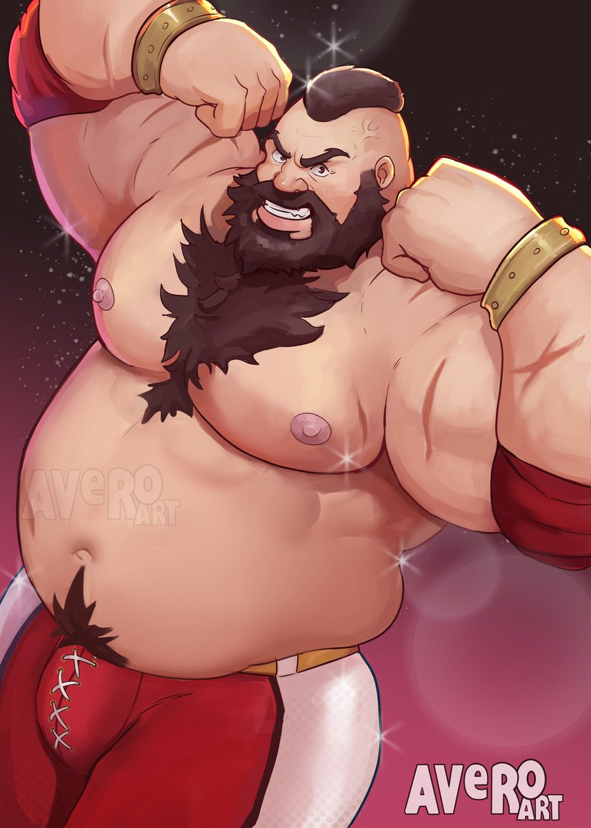 Zangief 💪🌪️ I made a muscle gut alt because why not 🫣 Which would you prefer? . . . #bara #bear #gaybear