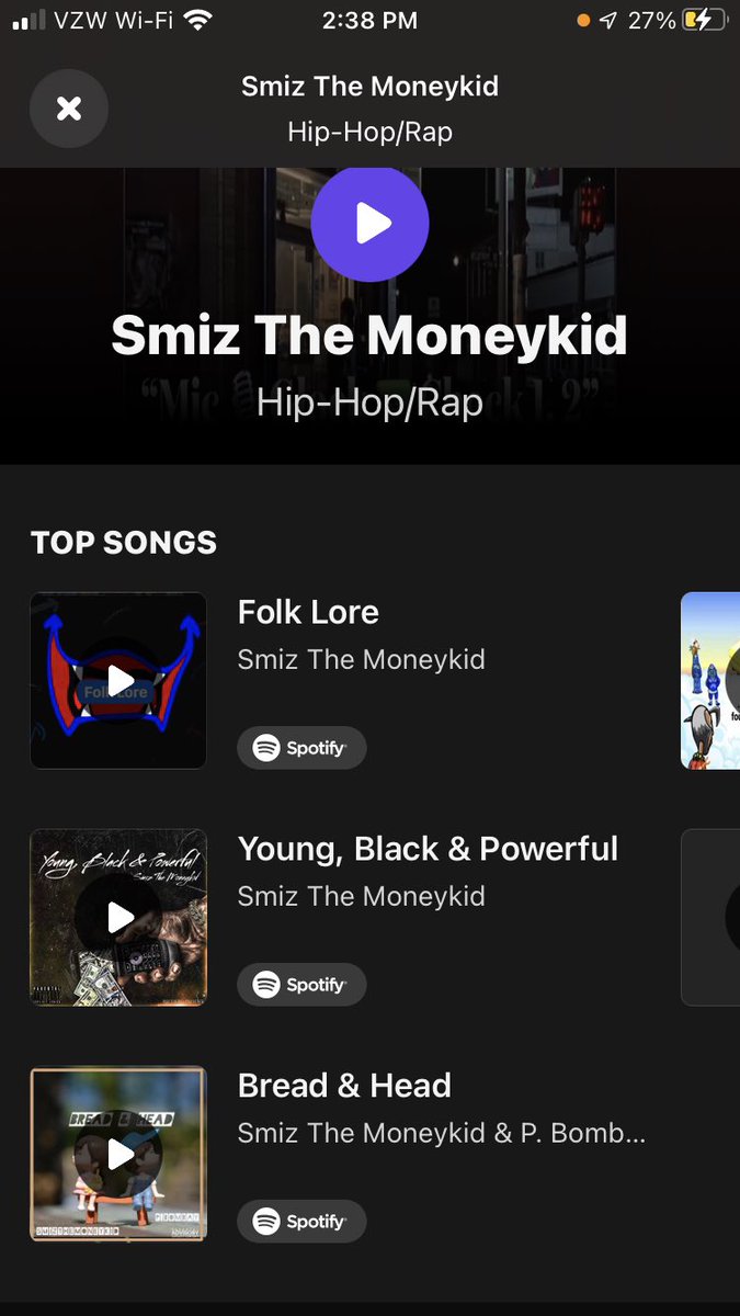 My 🔝 songs on @Shazam #FolkLore @SmizFolkLore 🥂 #YoungBlackAndPowerful @Boostcollective 🫡 & #BreadAndHead featuring @Pbombay3 distributed by @tiktok_us @soundon 🫡