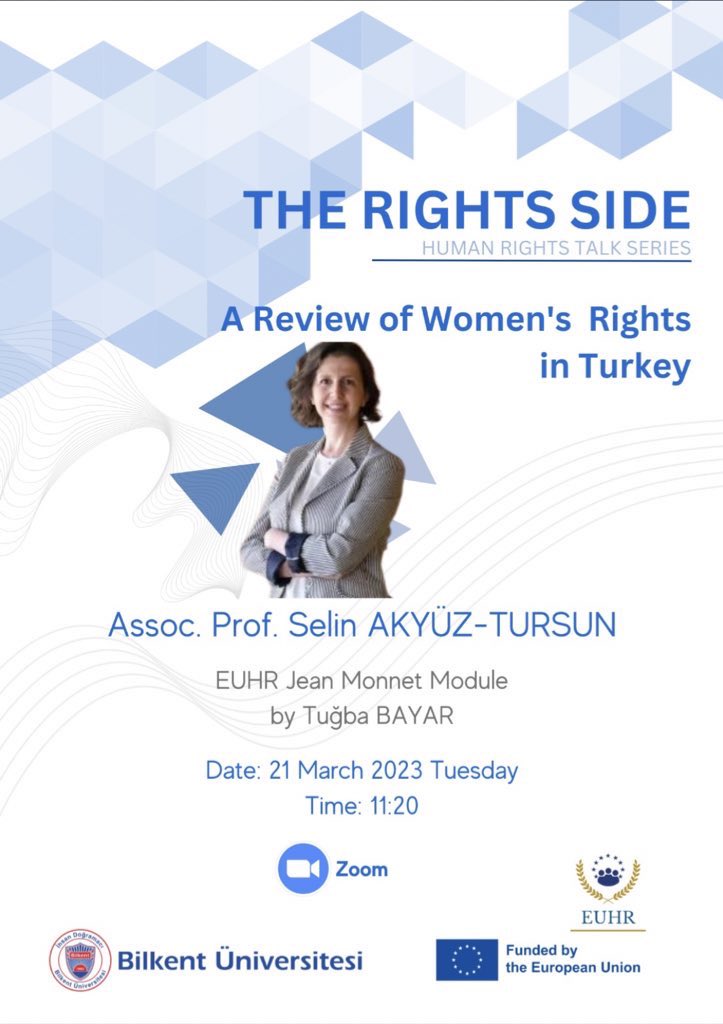 jeanmonneteuhr's tweet photo. In the wake of 8th March Women's Day we are discussing Women's Rights in Turkey with Selin Akyüz. @BilkentUniv @BilkentIRDept @tugbaoezden #EUHR #JeanMonnetModule https://t.co/AX0Bc6x6um