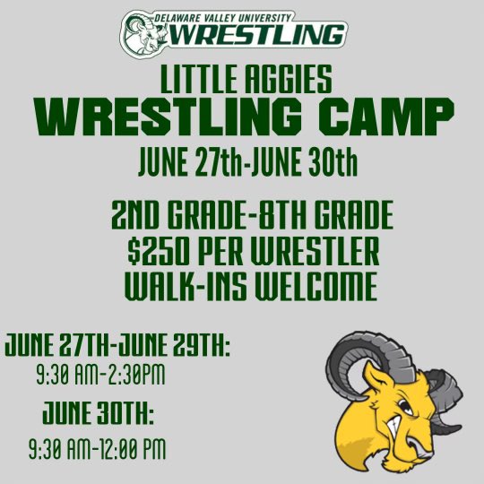 dvumwrestling's tweet photo. Little Aggies Wrestling Camp is BACK ! Check the info below, early bird special of $225 available 😎 

https://t.co/58mzj3JIVN https://t.co/hiPeqwwl8k