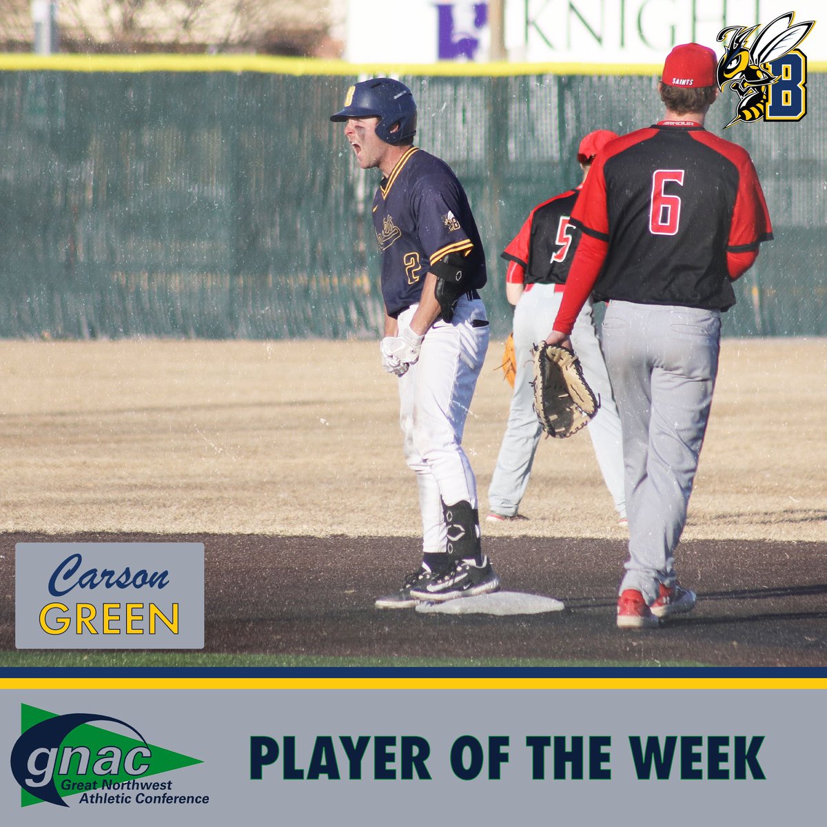 GNAC PLAYER OF THE WEEK‼️

Carson Green is named the GNAC Player of the Week for his dominant performance over the weekend en route to a series win!

Green went 10-18 with 6 runs, 6 doubles, 5 RBIs and 1 HR🙌

#MSUBBSB