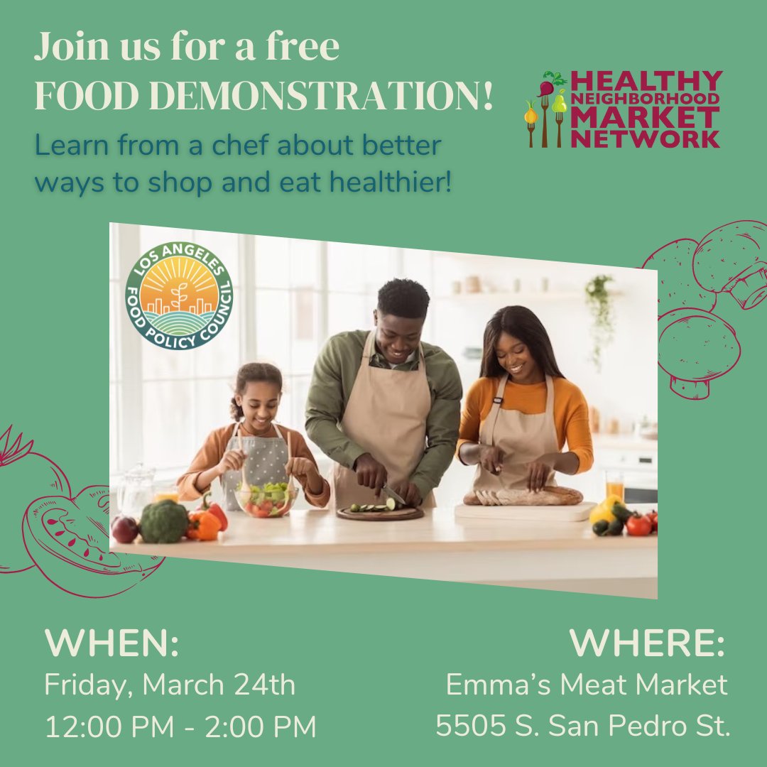 Join us at Emma's Meat Market from 12pm-2 pm for a free food demo presented by our partner, DEAR MAMA. Dear Mama's food demonstrations will teach customers about healthy food recipes using produce that can be purchased at Emma's Meat Market!