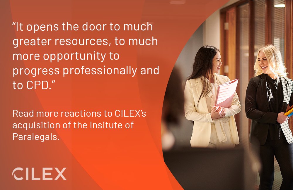 CILEXLawyers's tweet photo. CILEX's acquisition of the Institute of Paralegals marks a significant moment in the development of the paralegal profession.

Find out what key figures across the legal sector have to say about this update in this article from the latest CILEX Journal: https://t.co/nY3AplceEe https://t.co/hCnR17KFLl
