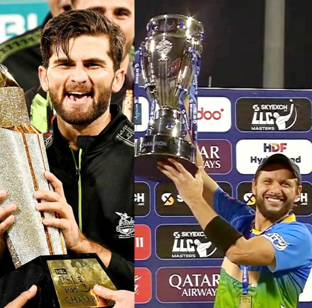 Number 10's with trophy's, congratulations 👏👍. ALHAMDULILLAH. #HBLPSL2023 🏆 #LLCT20 🏆