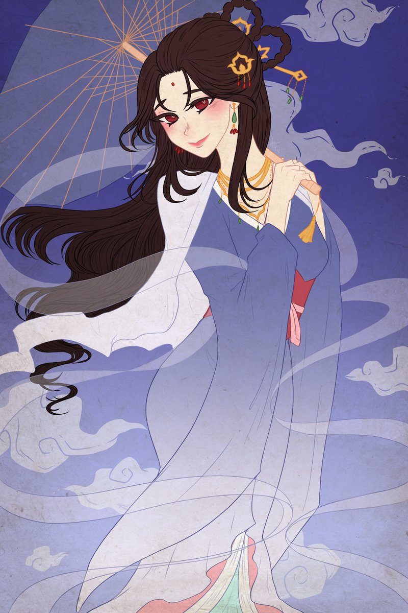 Another zine cancelled ToT I drew Tifa as a Chinese goddess, feel free to use her as a wallpaper, I'd love to see it! 💙 <a href="/FantasyAUZine/">Once Upon A Time @Cancelled</a> #tifa #TifaLockhart #ff7 #FF7Remake