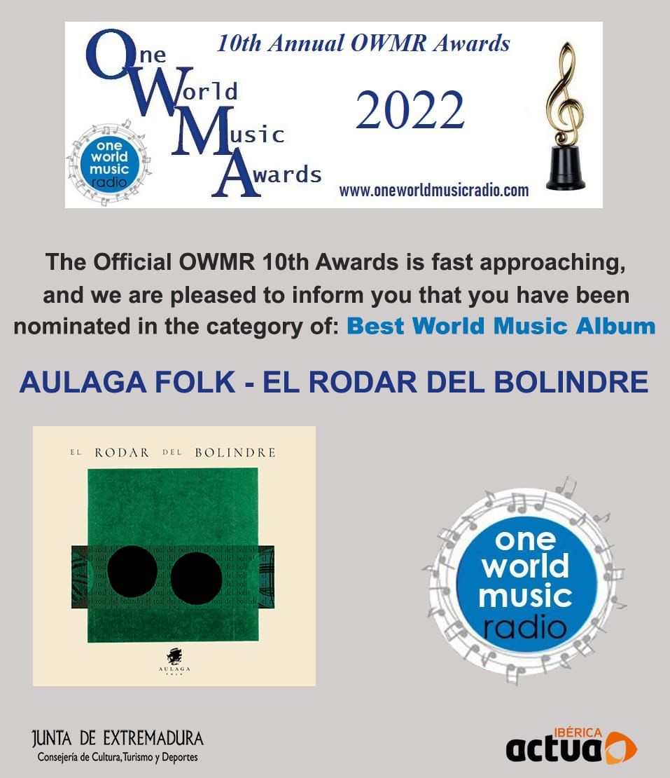 aulagafolk's tweet photo. NOMINATIONS FOR BEST WORLD MUSIC ALBUM
Aulaga Folk-El Rodar del Bolindre
#Extremadura #oneworldmusic #worldmusic #folkmusic #folkextremeño #musicafolkextremeña #folkiberico @actua_pro @cemart_juntaex https://t.co/bXDGYtwo55
