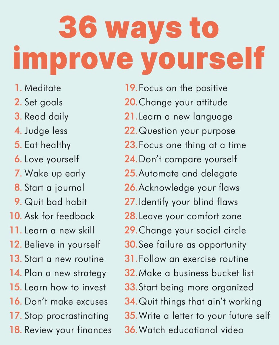 SucceededMind's tweet photo. 36 Ways To Improve Yourself: https://t.co/26oSWIELpt