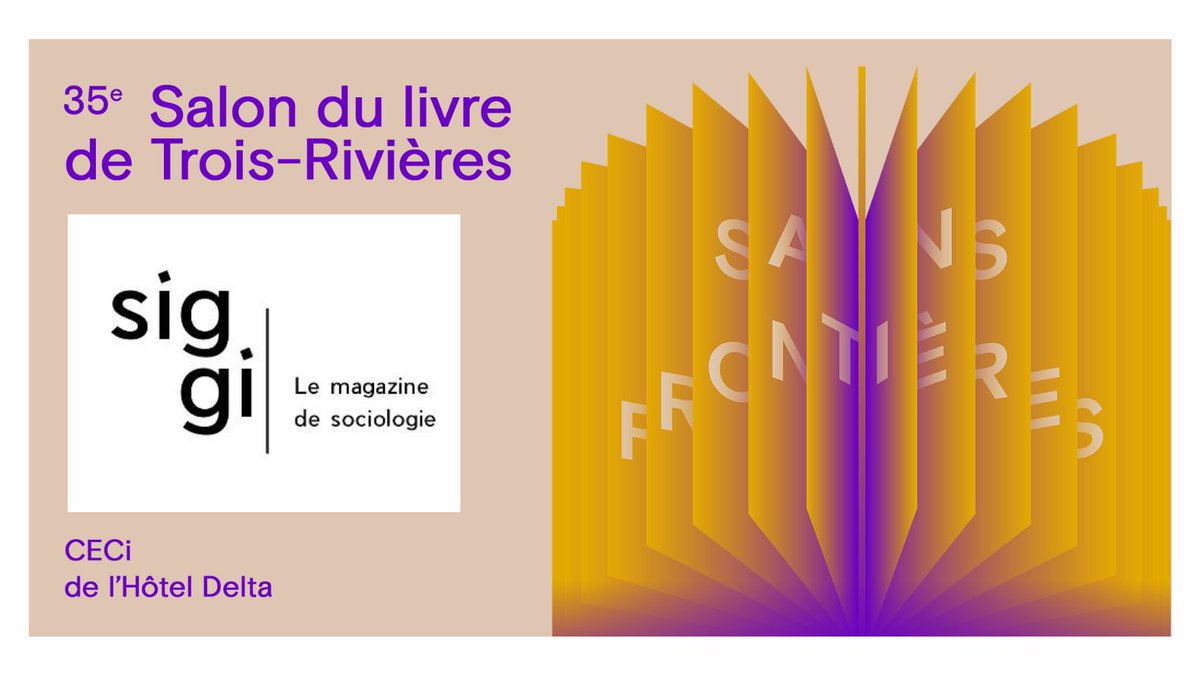 Siggi, le magazine de sociologie, sera représenté par la @sodep_revues au @SalondulivreTR. Rendez-vous au kiosque #26 du CECi de l'Hôtel Delta Marriott de Trois-Rivières du 23 au 26 mars afin de feuilleter nos derniers numéros ou vous abonner! 👉 sltr.qc.ca