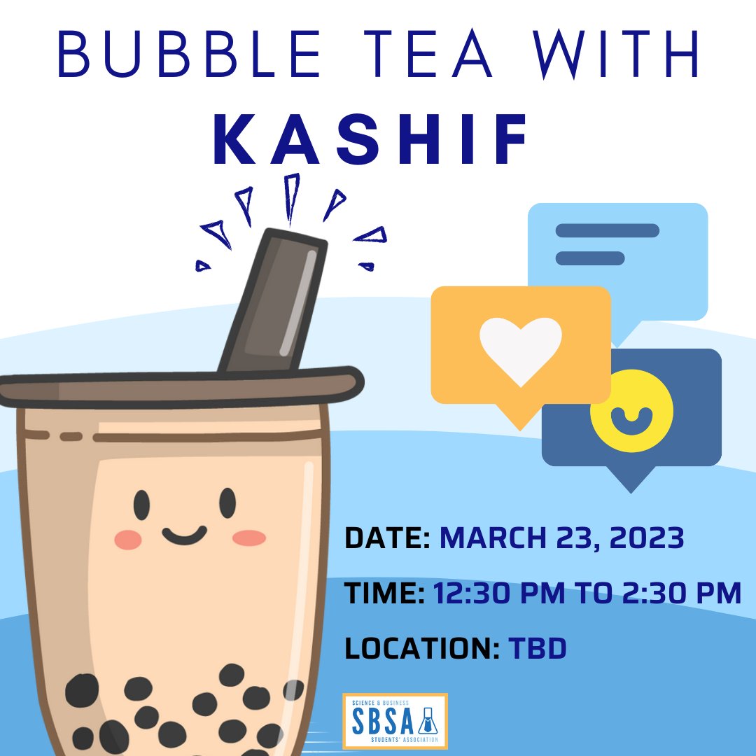 UWSBSA's tweet photo. Get ready to bubble up your afternoon with our upcoming event! 🍵👩‍🏫 

Join us on March 23rd from 12:30 pm to 2:30 pm for our Bubble Tea Night with Kashif event. 

Sip on your favorite flavours and chat with our esteemed guest in this sweet midday break! 

Don't miss out! https://t.co/TNNb0fmAM2