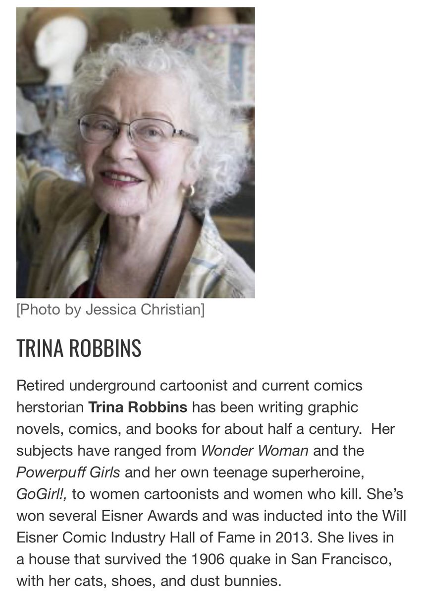 Hey #wondercon Anaheim folks! I have the honor of interviewing the legendary Hall of Famer Trina Robbins this Sat 11 am Room 211. Pleas come out and show your support! #makecomics #womenincomics