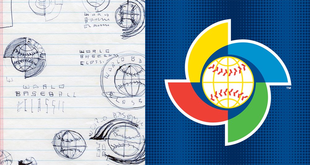 Original sketch, World Baseball Classic logo, 2005. Everything starts with something, somewhere.