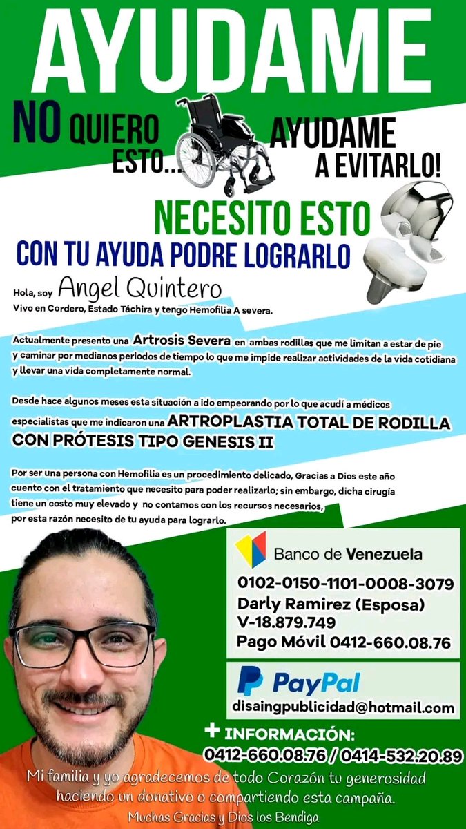 pedroluisduque's tweet photo. Mi amigo de @DoctorYasoSC, Ángel Quintero, necesita de nuestra ayuda para realizarse una cirugía y mejorar su salud y calidad de vida.

Puede apoyar a través del enlace, o también con la difusión de la campaña.

🤲🏼 https://t.co/ZCqVsiOWvt

#SanCristóbal #Táchira https://t.co/iwTSDo9z03