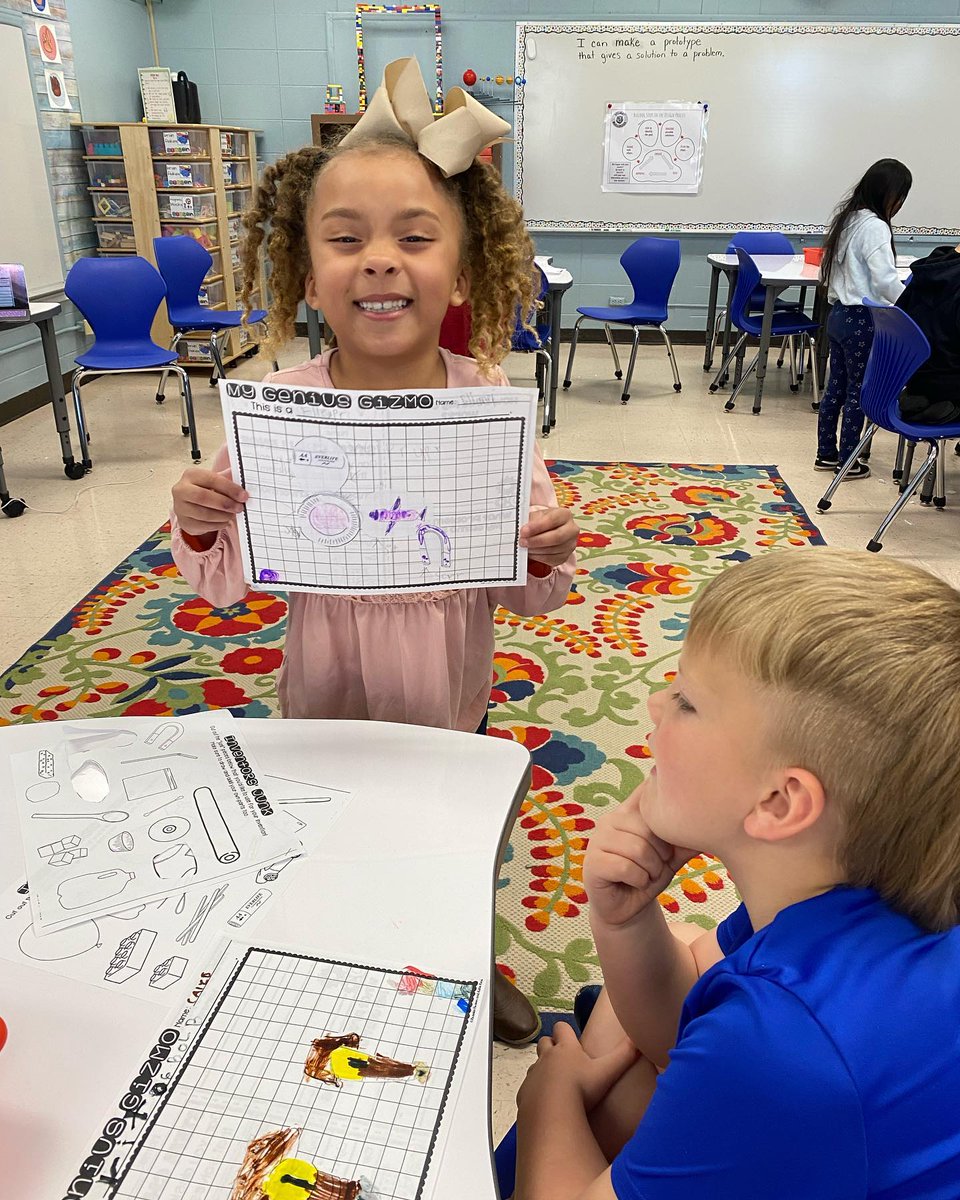 StuartSTEAM's tweet photo. What do you do with an idea? First grade friends are hoping to change the world with the prototypes they made today! #stuartbulldogs #geniusgizmo #stem https://t.co/rUsqvyzzap https://t.co/ev5lHrSbCF