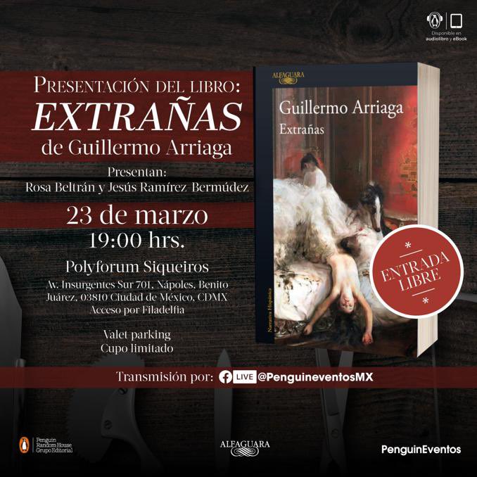 G_Arriaga's tweet photo. Los espero este 23 de marzo a las 19 horas en el Polyforum Siqueiros a la presentación de #Extrañas. Me dará un inmenso gusto verlos por allá. https://t.co/ER7JObZGxt