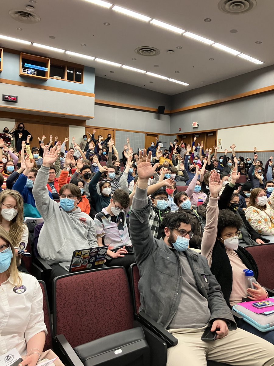 Nearly 600 grad workers at <a href="/UMich/">University of Michigan</a> vote YES to launch a strike authorization vote!!! #UMforall