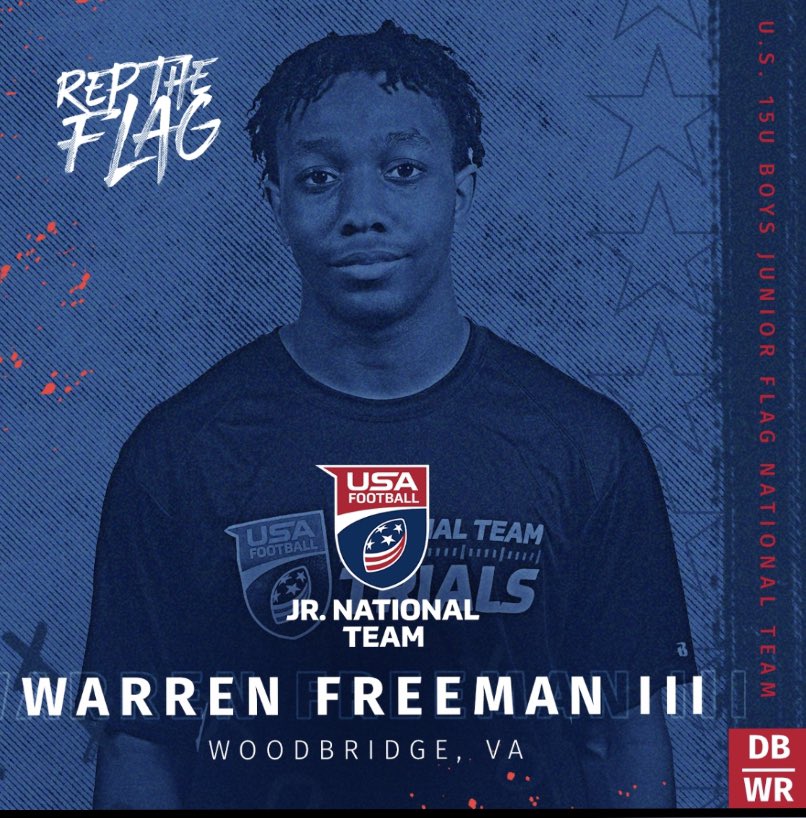 Thankful to have made the @USNFT  @USAFootball #2023 15u National Team! Blessed to rep the DM(V) and to #reptheflag 🇺🇸

#WORK 
@va_xtreme_elite 

#WORK 
@BappNAinEZBino