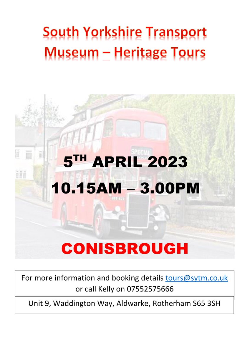 syt_museum's tweet photo. Roll up, roll up. For the South Yorkshire Transport Museum Heritage Tour - we are taking our lovely Double Decker - Doncaster livery (Fleet no. 188) to Conisbrough Castle via St Peter's Church on Wednesday 5th April 2023. For more information tours@sytm.co.uk #sytm #tours #April https://t.co/bZeLCGWgtS