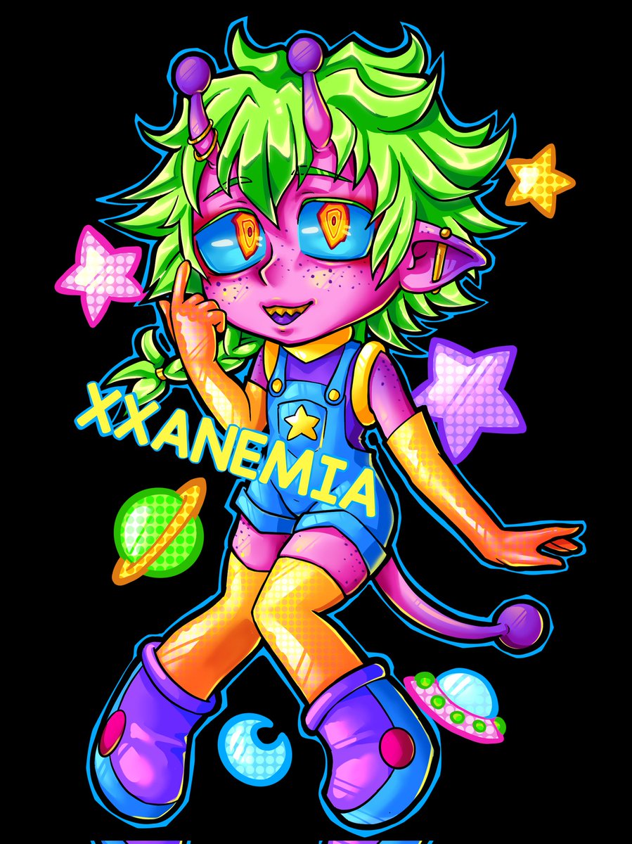 xxanemia's tweet image. My alien oc Geo keychain design!!!
#alien #monsterboy #alienboy