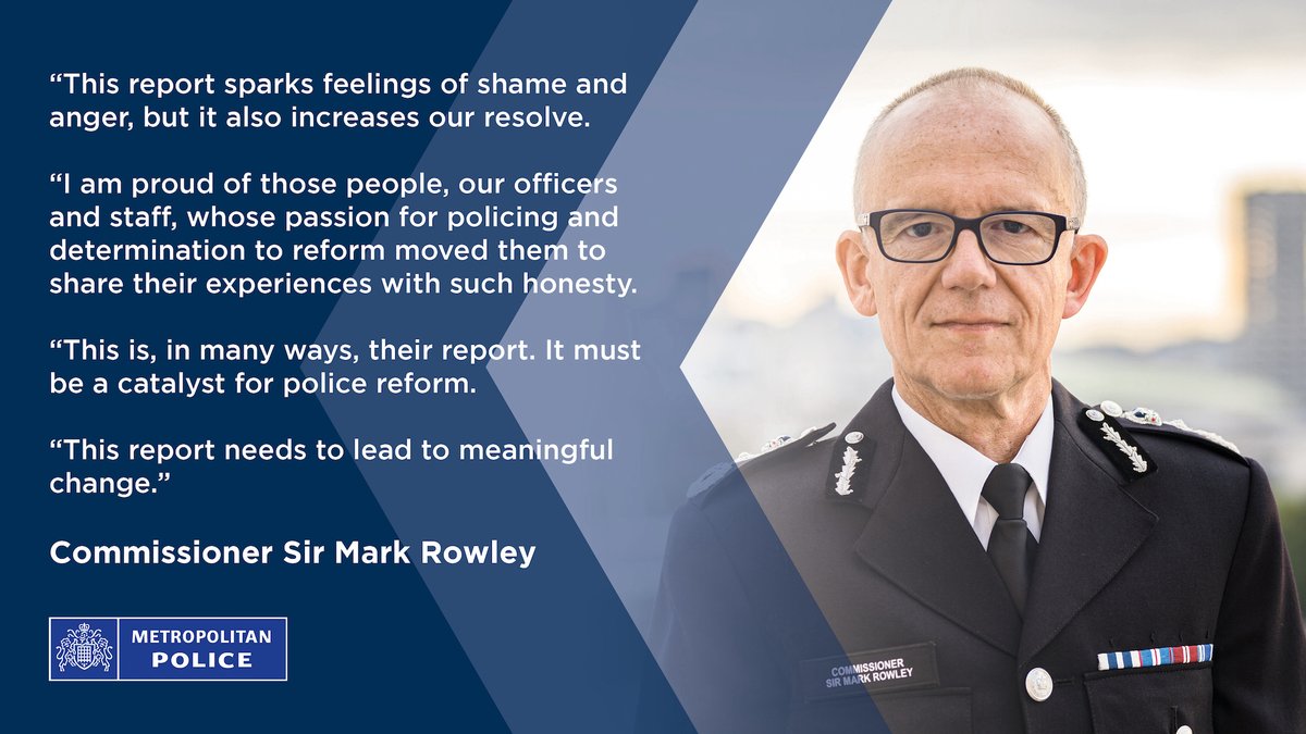 We welcome Baroness Casey's report and call for it to be a catalyst for police reform.

Its findings about our culture and standards are very critical.

They will shape our ambitious plans to reform and rebuild trust while delivering for Londoners.

news.met.police.uk/news/met-calls…
