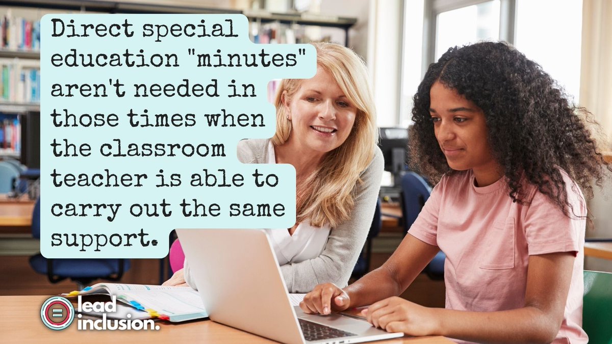 Deciding service minutes for a student with an IEP should be based on what the student needs, minus what the teacher has. In a class where the teacher has experience with their particular need, the student requires fewer minutes. #LeadInclusion #EdChat #Inclusion