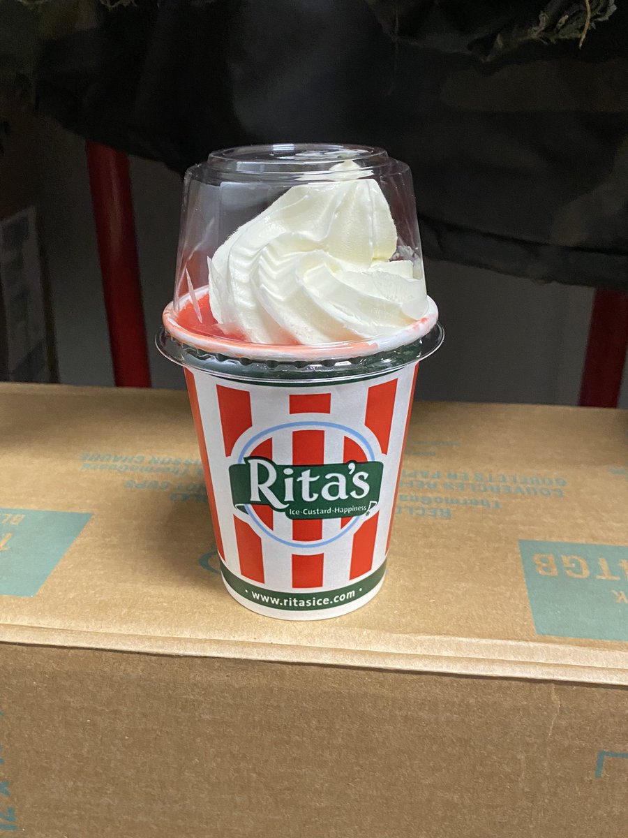 skyrushinsusie's tweet photo. When your coworker brings you @RitasItalianIce because you’re stuck at work and can’t celebrate #ritasfirstdayofspring, that’s a win!  No idea what flavor it is though https://t.co/MIpfxmeg2V