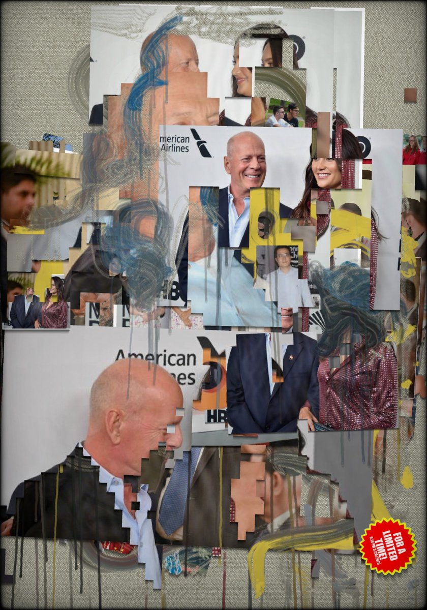 I just minted a FALT on <a href="/arsnlart/">ARSNL Art</a>. Bruce Willis was in the headlines, celebrating his 68th birthday, following a dementia diagnosis. It's painfully touching, the poetic way Versteeg's algorithm layered these images, mirroring the forgetting, remembering, &amp; confusion of dementia🧵