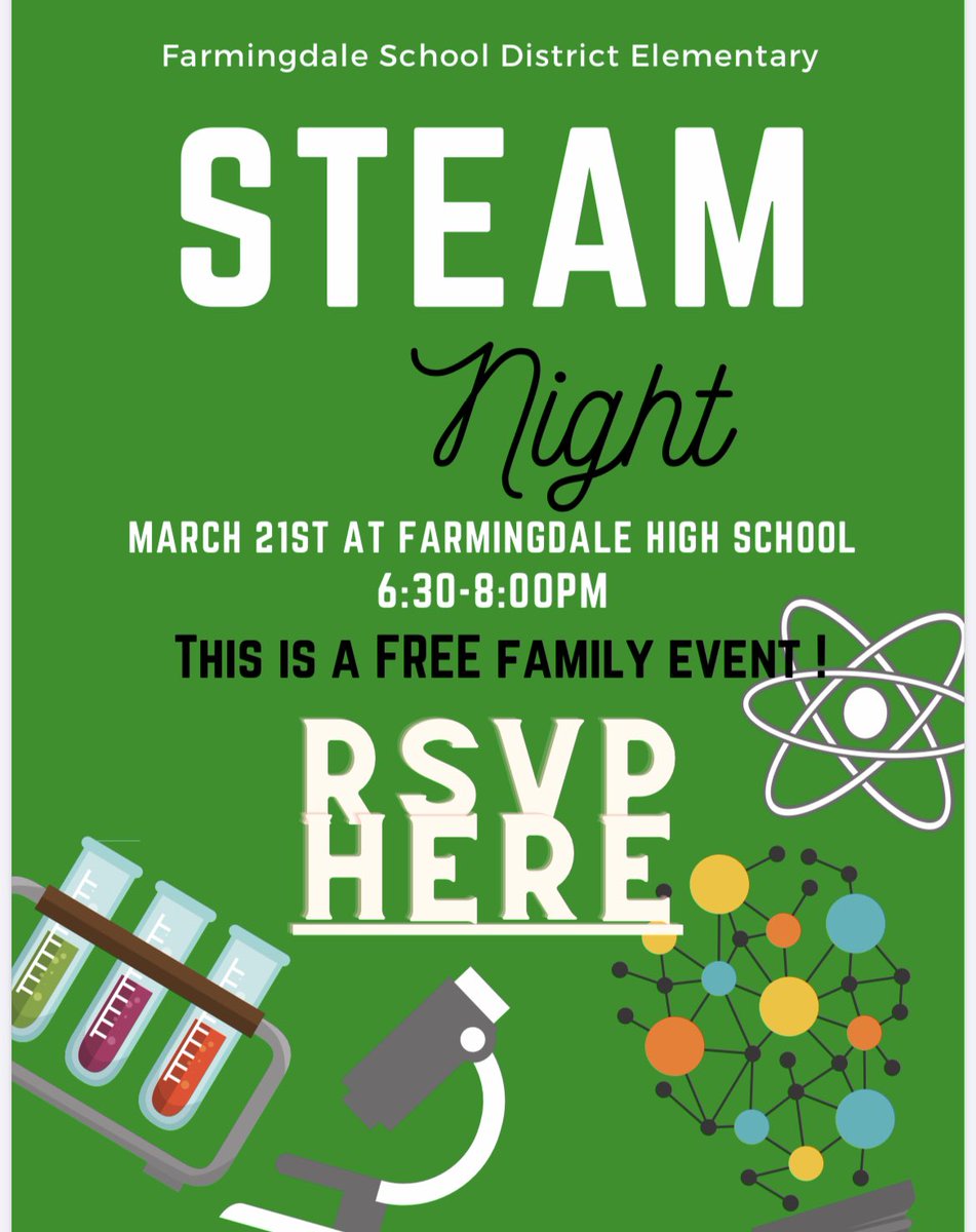 STEAM Night is tomorrow!! We can’t wait to see you all there! RSVP here: bit.ly/3n8TZoN <a href="/miss_jobrien/">Julie Bonventre (O’Brien)</a> <a href="/DrKCummings/">Kristen Cummings</a> <a href="/MclubStea/">NSESTEAM</a> <a href="/NSE_Dalers/">NSE_Dalers</a> <a href="/WWP_Dalers/">WWP_Dalers</a> <a href="/SEM_Dalers/">SEM Dalers</a> <a href="/AAE_Dalers/">AAE_Dalers</a> <a href="/FHSDalers/">FHS Dalers</a>