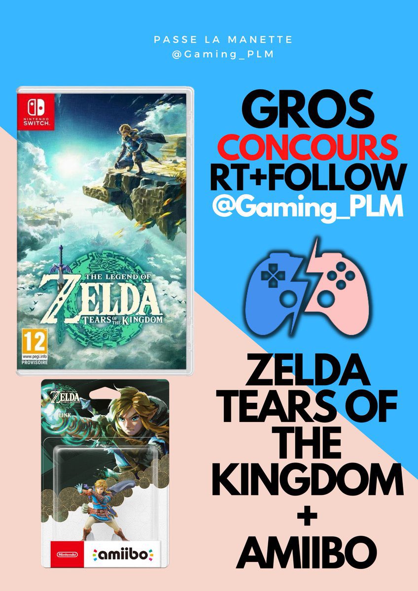 eiNRiX's tweet photo. ￼🔴#CONCOURS ￼🎁

Repartez dans une aventure légendaire avec notre célèbre Link, à l'approche de Zelda #TearsoftheKingdom 

Es-tu prêt pour une quête épique?

Pour participer :

￼🔹RT ce tweet
￼🔹Follow @Gaming_PLM
￼🔹Tag 2 amis avec le #PLM

TAS le 12.05.23 ￼🍀 https://t.co/Nk3d3TdO1i