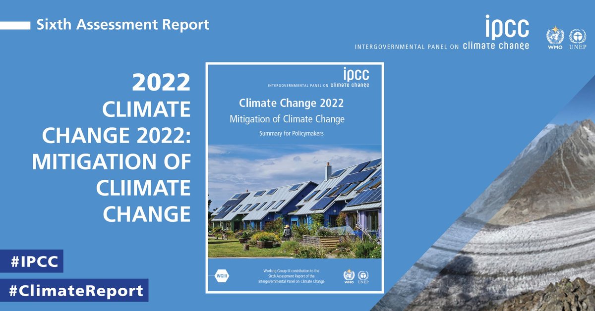 Joseph_darabe's tweet photo. Tomorrow, the #IPCC will release the final part of the Sixth Assessment Report, #ClimateChange 2023: Synthesis Report. It integrates the findings of six IPCC #ClimateReports.
6/6 Climate Change 2022: Mitigation of Climate Change
➡️https://t.co/N9LvtFnQwN https://t.co/SSPLjiSvDT