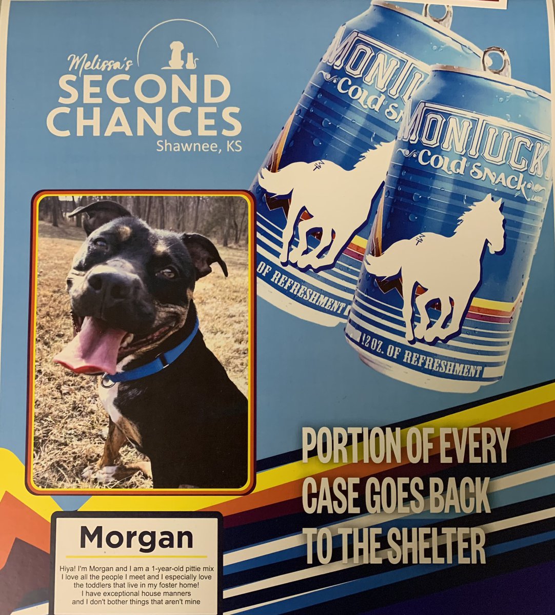 For the month of March, anytime a Montucky Cold Snack is bought in Johnson Co, KS, a portion goes back to Melissa’s second chance in Shawnee! <a href="/MTKYColdSnacks/">Montucky Cold Snacks</a> <a href="/mels2ndchances/">Melissa's Second Chances</a> Cheers to that!