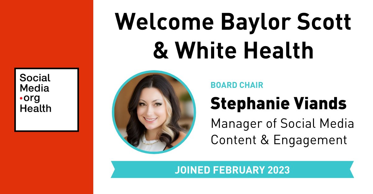 We're thrilled to announce <a href="/bswhealth/">Baylor Scott & White Health</a> has joined #SMOHHealth! Their membership will be led by Manager of Social Media Content &amp; Engagement Stephanie Viands. Welcome to the #community!