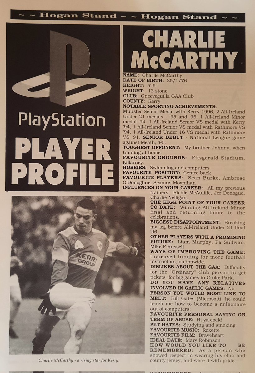 seamusmcquaid's tweet photo. A few pictures from a 97 Hogan Stand magazine ✨️ #ClareFootball #corkfootball #kerrygaa @Gneeveguillagaa #allthingsgaacollection https://t.co/m6djsbqKwI