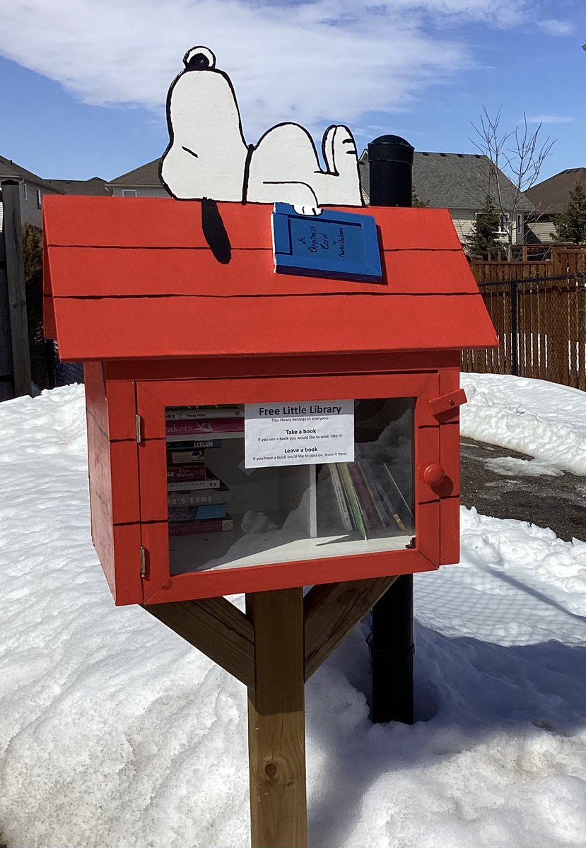 I’m back from my holiday & a wonderful visit with my sister-cousin & her family. 

On my travels, I spotted this cute #Snoopy-inspired “take a book, leave a book” little library. #bookfun