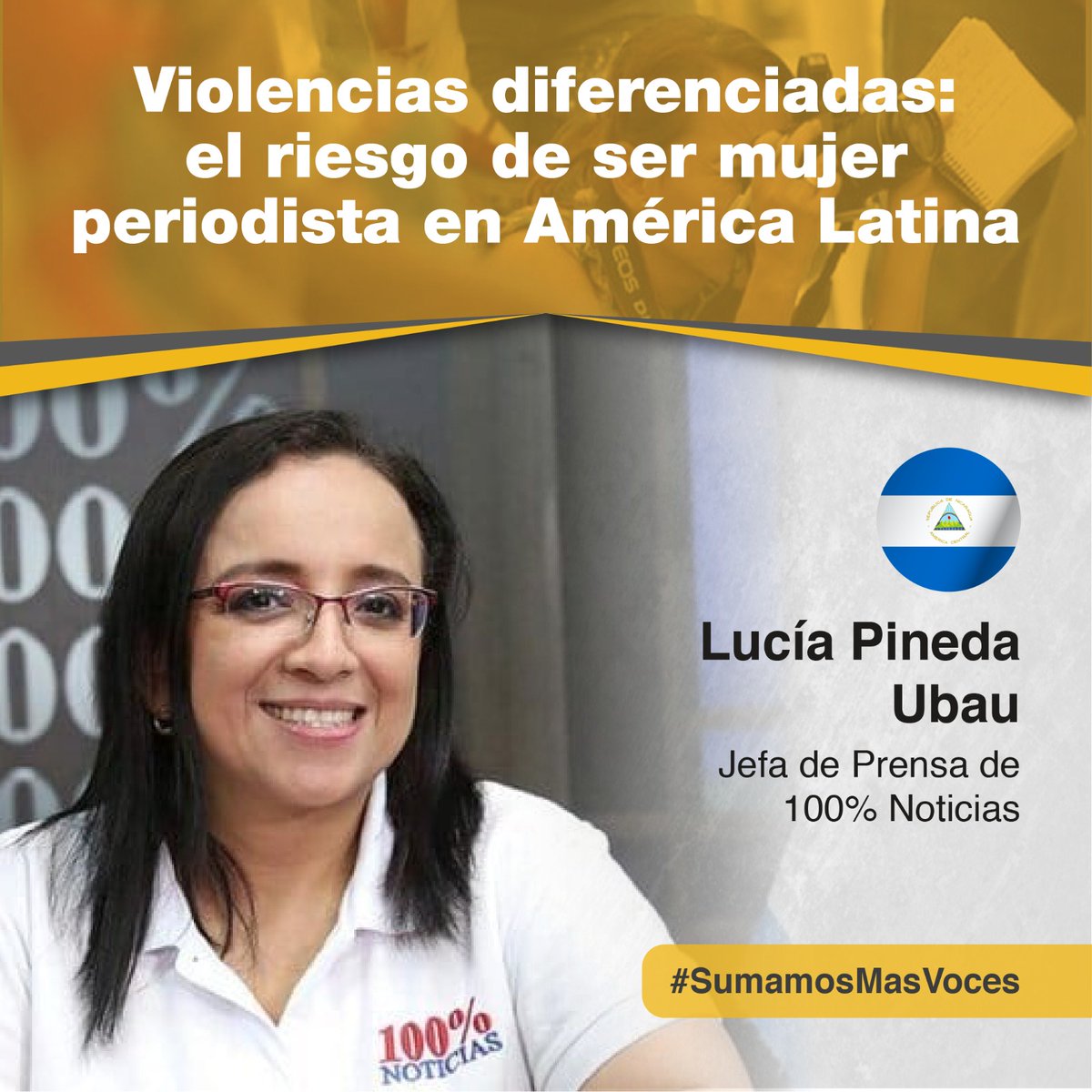 VDSorg's tweet photo. #FORO El Régimen de Daniel Ortega encarceló en 2018, durante seis meses, a la periodista @LuciaPinedaU en #Nicaragua 🇳🇮. Te invitamos a un Foro para escuchar su historia de resistencia y reflexiones sobre los riesgos a los que se enfrentan las periodistas.

📅 27/03
⌚12:00 NYC https://t.co/iOFRfZrM08